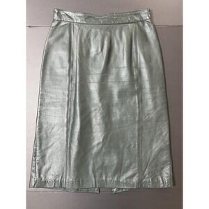 Cayenne Leather Midi Skirt Women's 10 Green Boho Luxury Designer Office